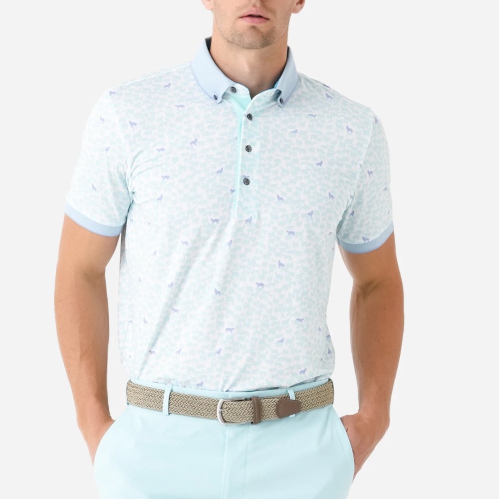 Greyson Men’s Band of Sheep Golf Polo Shirt Saint Bernard Medium
